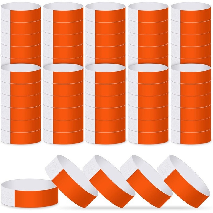 100 pcs Bratari de identificare Bratari pentru evenimente previne reutilizarea bratarilor Xyedyaup Premium-grade pentru ID medical spital, petrecere, identificare VIP Portocaliu