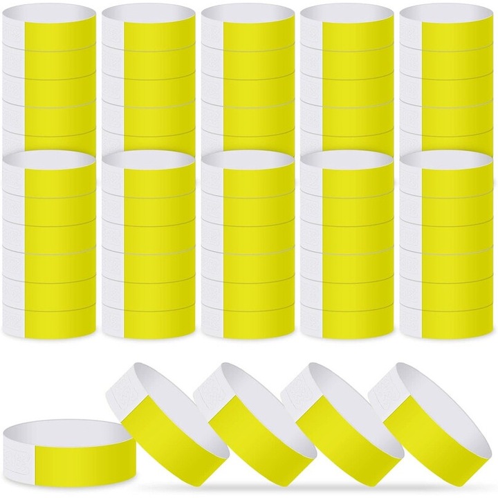 100 pcs Bratari de identificare Bratari pentru evenimente previne reutilizarea bratarilor Xyedyaup Premium-grade pentru ID medical spital, petrecere, identificare VIP Galben