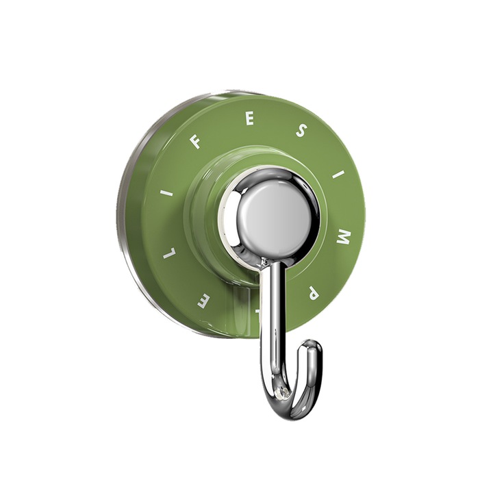 Carlig de Supt Rotativ, Instalare Fara Urme, ABS, 7.5x5.7x5.2cm, verde