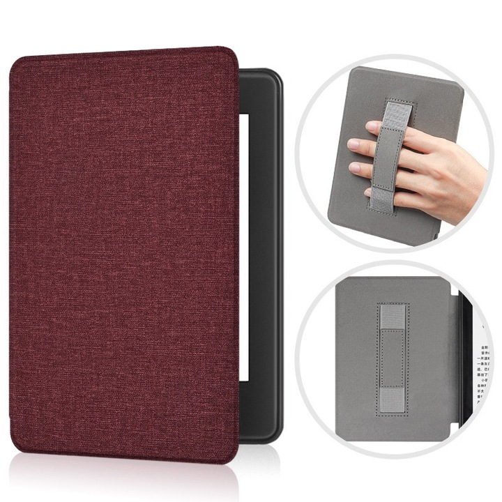 Калъф за Kindle Paperwhite 2021 11th Generation и Kindle Paperwhite Signature Edition, 6.8 инча, с дръжка, 178x130x13mm, червено вино
