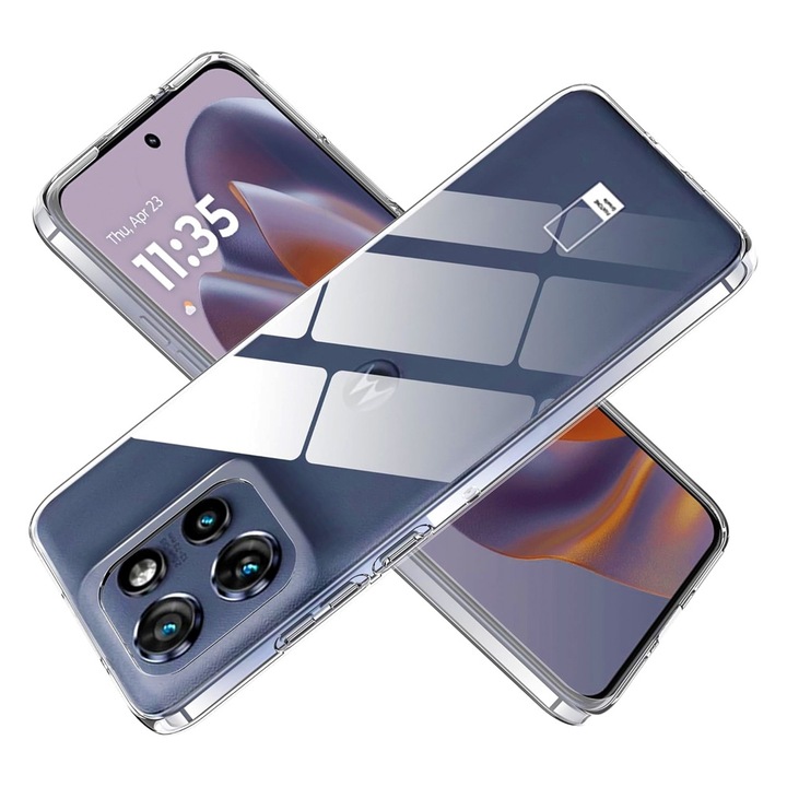 High Clear TPU tok kompatibilis a Motorola Edge 50, OPTIM SOLUTION, Diamond Design, Könnyű TPU lökhárító tok, Ütéscsillapítás, Egyedülálló, tartós sárgásgátló technológia, Átlátszó