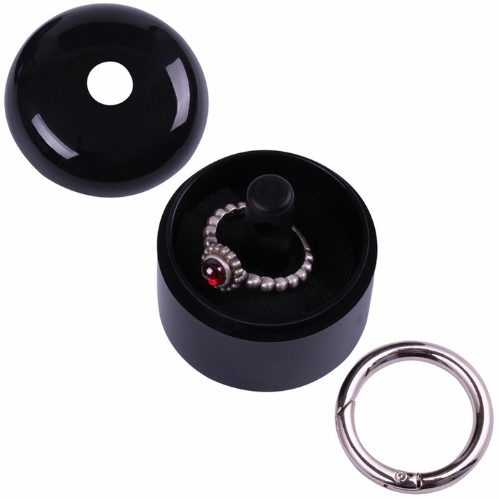 Cutie bijuterii portabila, 1 set, pentru calatorii, design multicolor, dimensiuni compacte, Negru