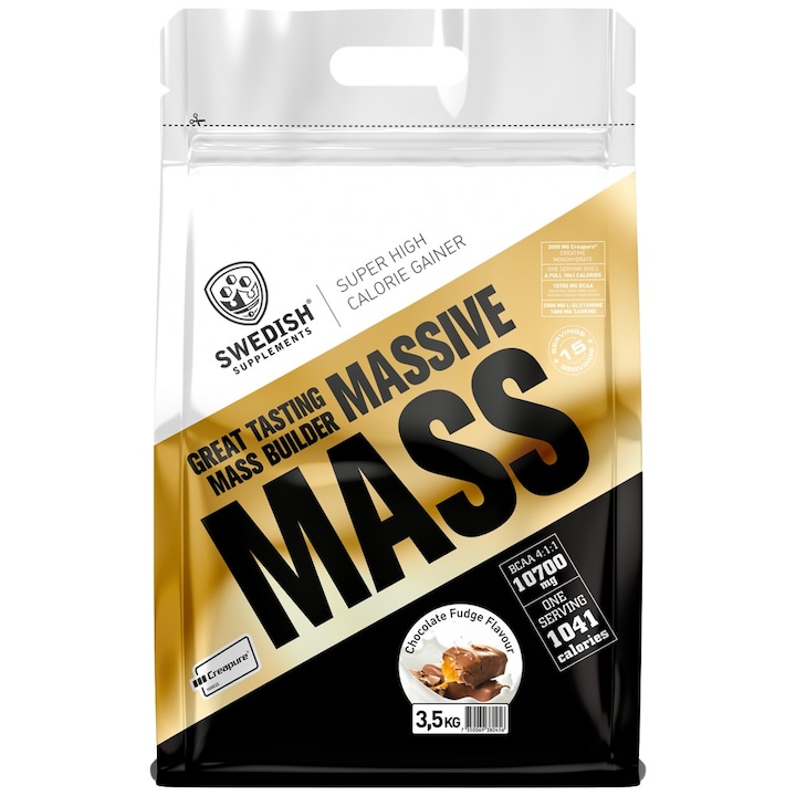 Хранителна добавка SWEDISH Supplements Massive Mass Gainer, Шоколадов фъдж, 3500 грама