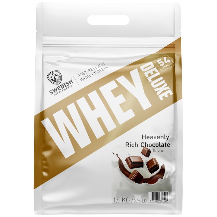 Хранителна добавка SWEDISH Supplements Whey Protein Deluxe, Шоколадов рай, 1800 грама