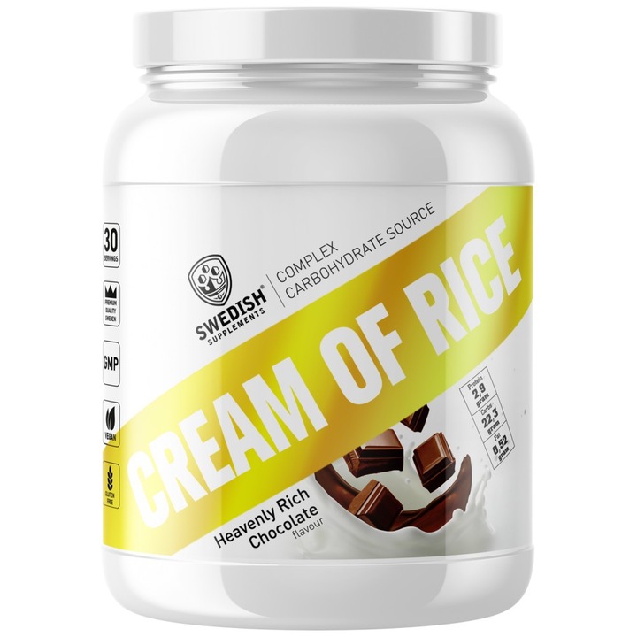 Хранителна добавка SWEDISH Supplements Cream of Rice Complex Carbohydrate Source, Шоколадов рай, 1000 грама