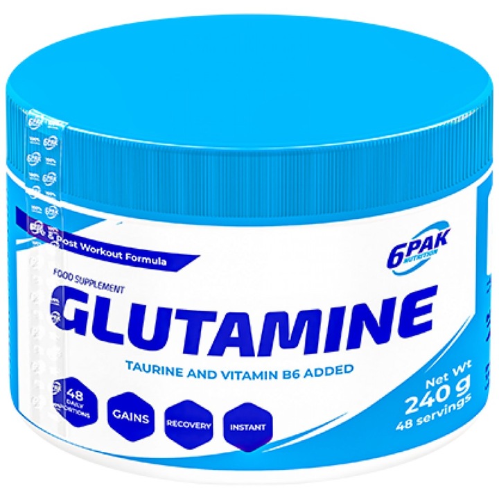 Хранителна добавка 6PAK Nutrition Glutamine Pure, Неовкусен, 240 грама