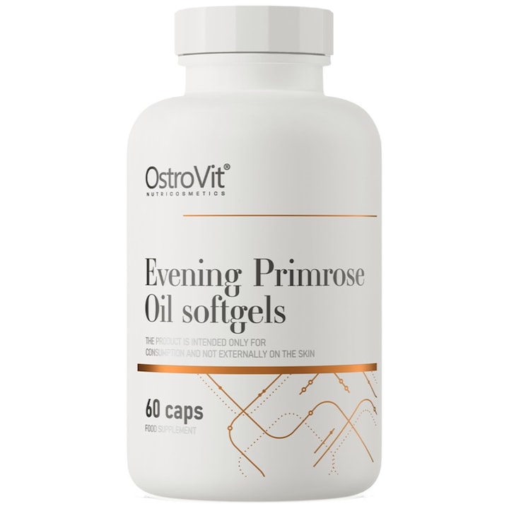 Supliment alimentar, Ostrovit Ulei de Evening Primrose, Acid linoleic (LA), Acid gama-linolenic (GLA), Vitamina E, 60 capsule