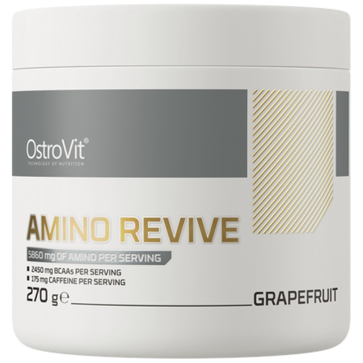 Хранителна добавка OstroVit Amino Revive EAA and Energy Complex with Caffeine, Грейпфрут, 270 грама