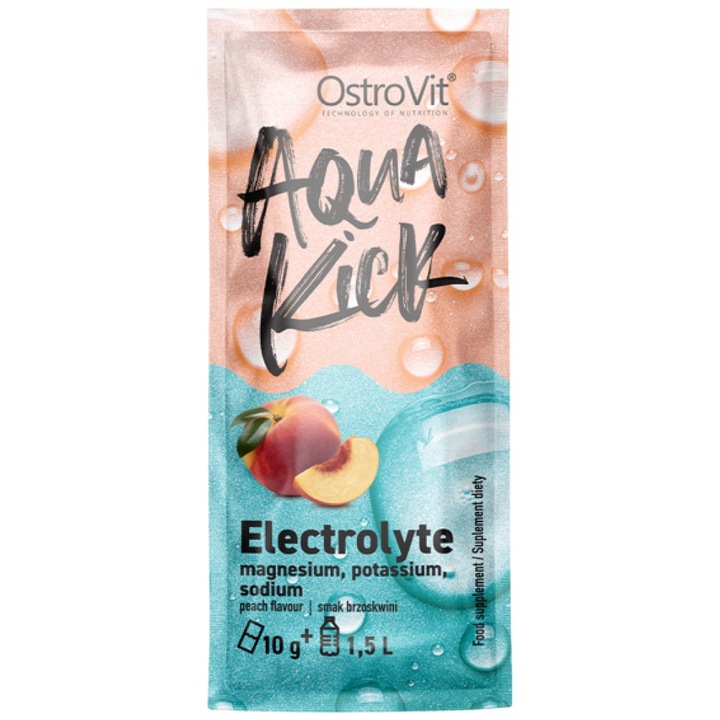 Хранителна добавка OstroVit Aqua Kick / Advanced Hydration - Electrolyte, Праскова, 10 грама