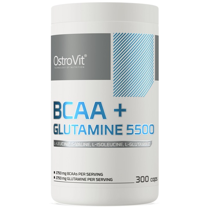 Хранителна добавка OstroVit BCAA plus Glutamine 5500 mg, 300 капсули