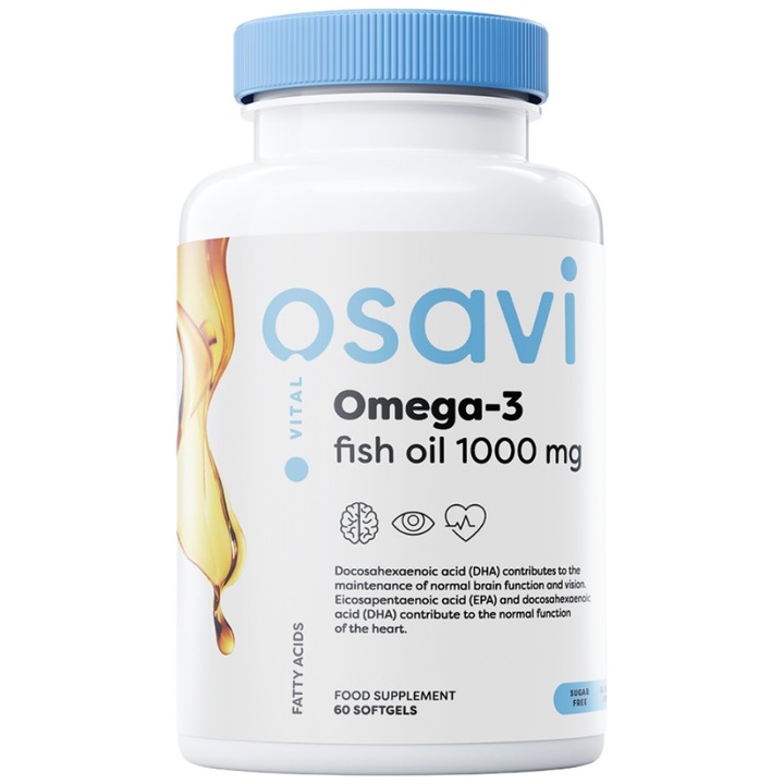 Étrend-kiegészítő Osavi Omega 3 halolaj 1000 mg / citrom ízű, 60 gél kapszula