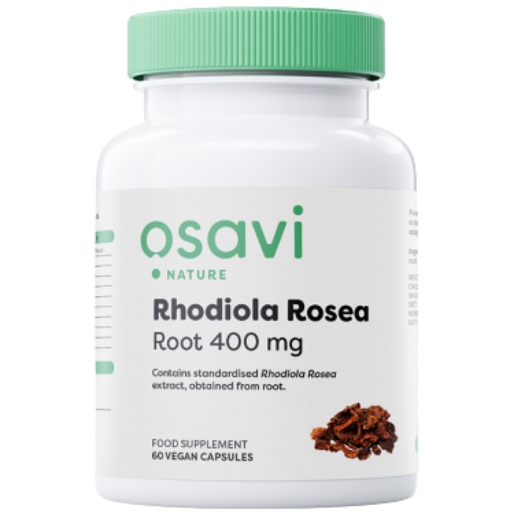 Rhodiola Rosea Root 400mg - 60 kapszula | Adaptogen a fáradtság csökkentésére, a mentális és fizikai jólétre, Osavi