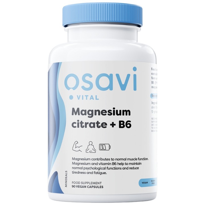 Supliment alimentar Osavi Citrat de magneziu 375 mg plus B6 P-5-P, 90 capsule