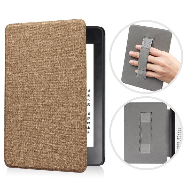 Kindle Paperwhite 2021 11-то поколение Sinselet Kindle Paperwhite Signature Edition Case, 6,8 инча, с дръжка, автоматично отваряне, текстилна текстура, злато