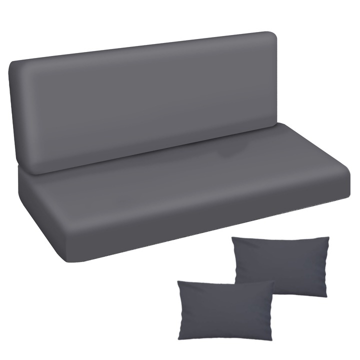 Възглавница за люлка, градинска пейка, за мебели от палети, дунапрен., графит, 100x50x50 P+P