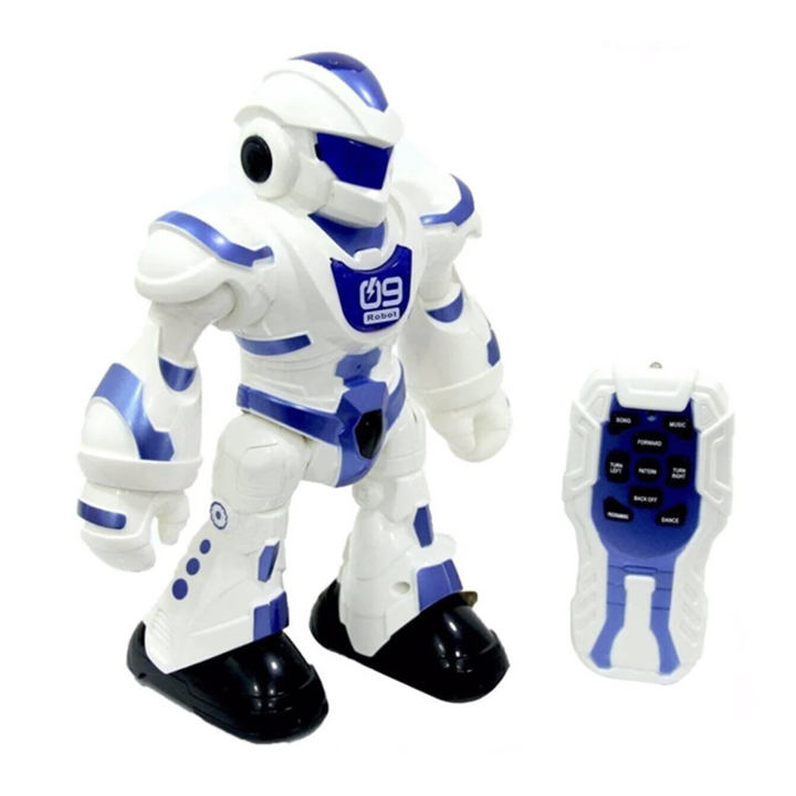 Jucarie Robot Multifunctional cu Radiocomanda, Dance Robot, 9 butoane, danseaza, sunet si lumini, 26cm, Albastru, + 3ani, Vision XXI