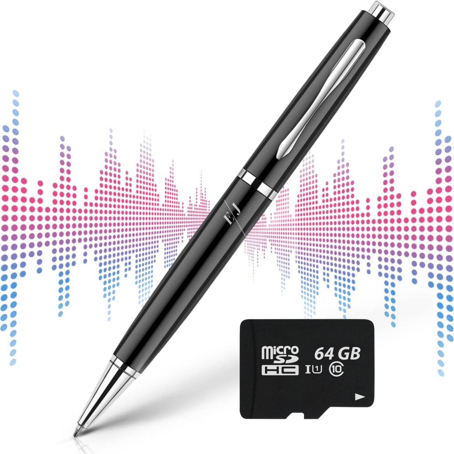 Pix cu camera ascunsa, EJ Products, 64 GB, rezolutie 1080P, baterie 350 mAh, inregistrare audio-video, negru