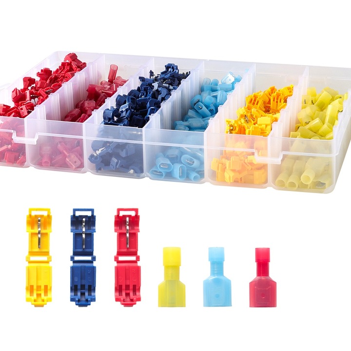 Set 380 Conectori pentru conductori electrici tip T, Conectare Rapida, JZRO, cupru, nailon, multicolor