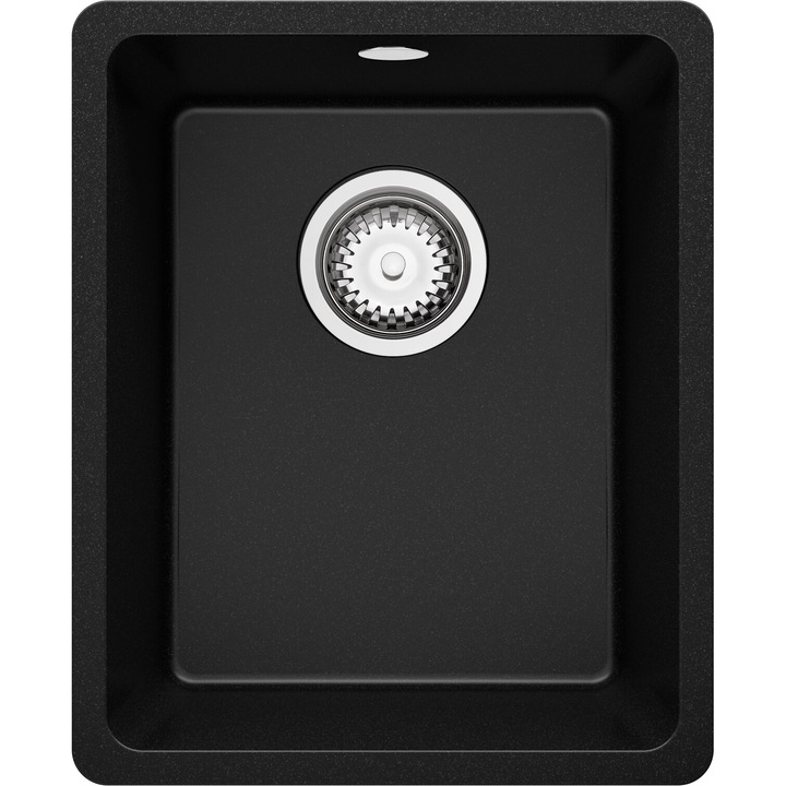 Chiuveta de bucatarie din granit 36x44cm, Chiuveta 1 Cuva + Sifon, Pentru dulap de 40cm, Venetia Easy Slim Primagran Negru
