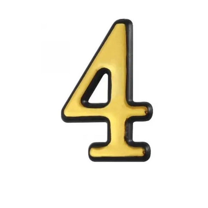 Numar casa Almido, cifra 4, 3D, Auriu, 7.5x10 cm