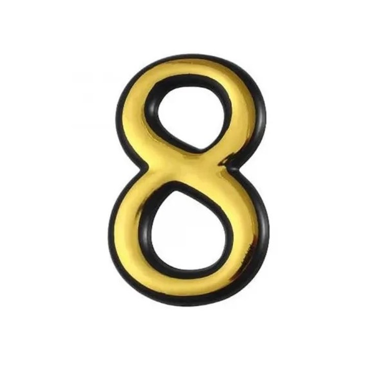 Numar casa Almido, cifra 8, 3D, Auriu, 7.5x10 cm Auriu