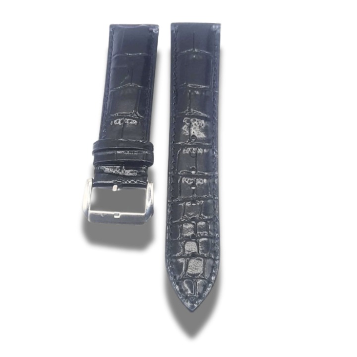 Curea de ceas piele naturala neagra lucioasa ambele parti cusatura nedwqfxzarga catarama clasica otel inoxidabil masura mm