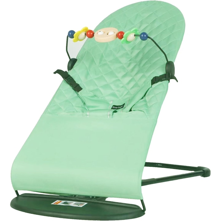 Balansoar Bebelusi, leagan bebe, 3 Pozitii de Inclinare, Pliabil, Material Moale, verde