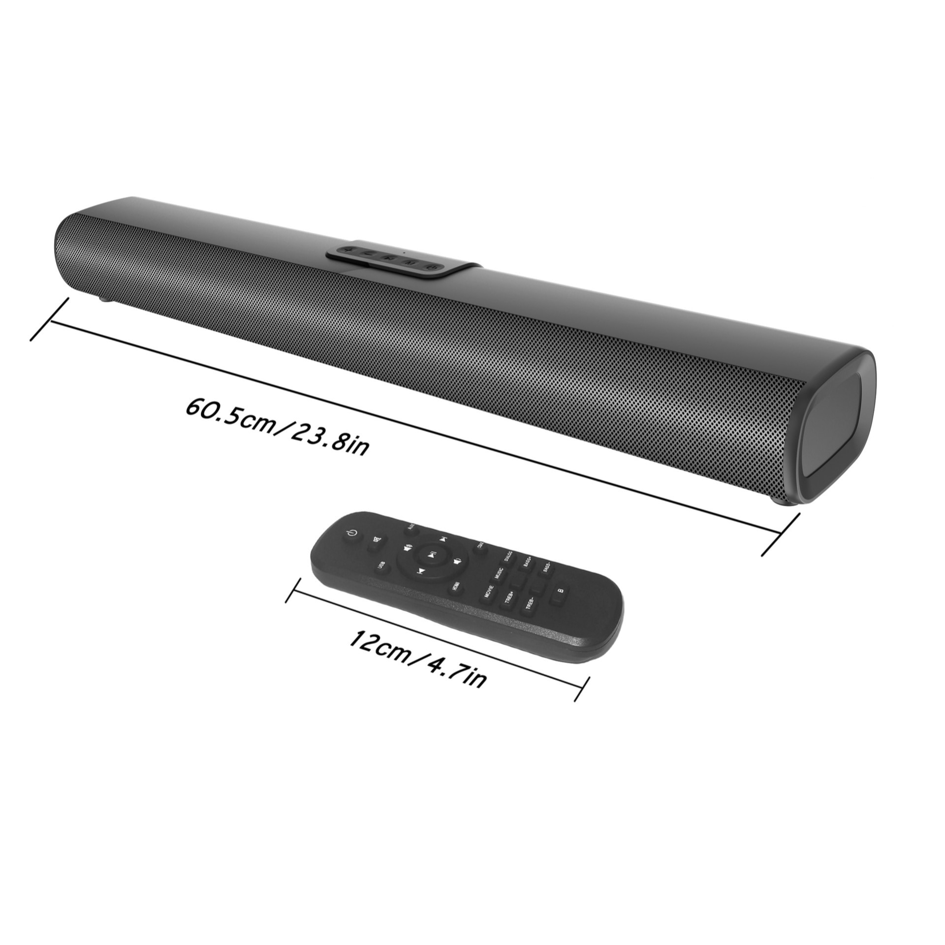 Bara de sunet inteligenta, Bluetooth 5.0, putere 50 W, montata pe perete, USB, subwoofer, telecomanda cu infrarosu, comunicare hands-free, compact si portabil, negru