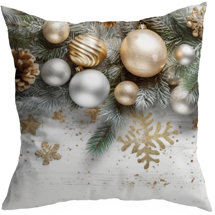 Fata de perna decorativa de Craciun, HomeView, PDS299, 100% Poliester, 160G/M2, Multicolor, Fermoar, 40x40 cm