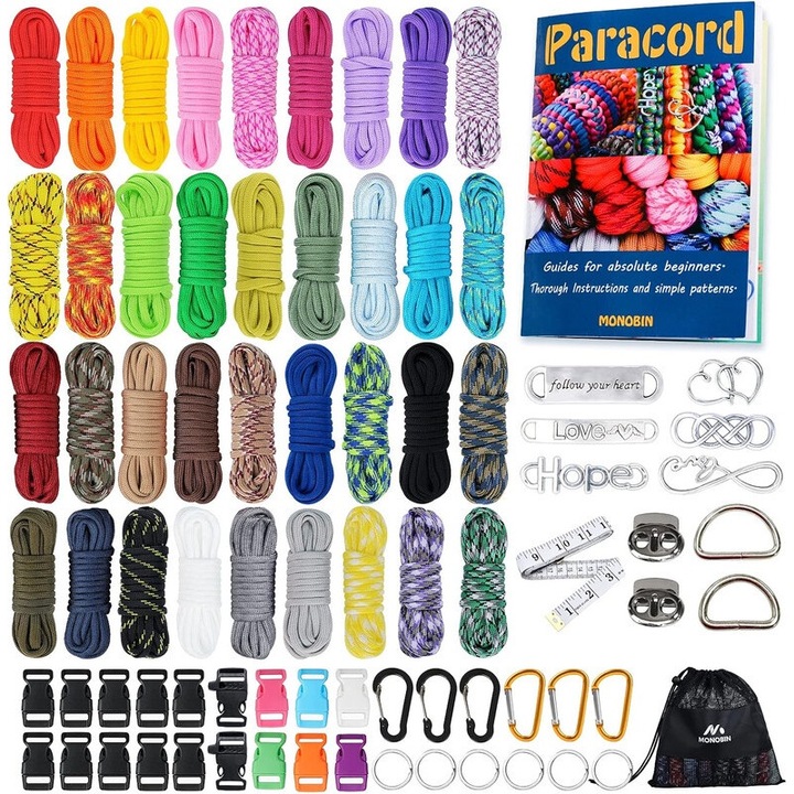 Комплект Paracord, 36 цвята, за момичета, подаръчен комплект - комплекти за изработване на гривни, въжета за оцеляване, нашийник за кучета, гривна