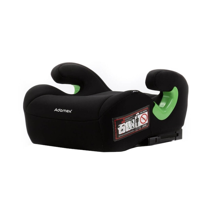 Inaltator auto isofix Adamex Bass omologat R129 i-Size, bare isofix reglabile si spuma moale, 125-150 cm sau 22-36 kg, Negru