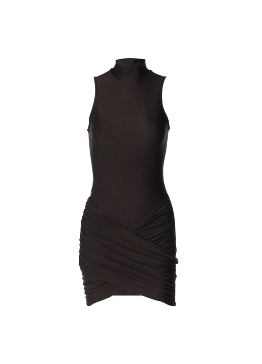 Jormftte ruha, barna, poliészter, ujjatlan, cipzáros, elegáns