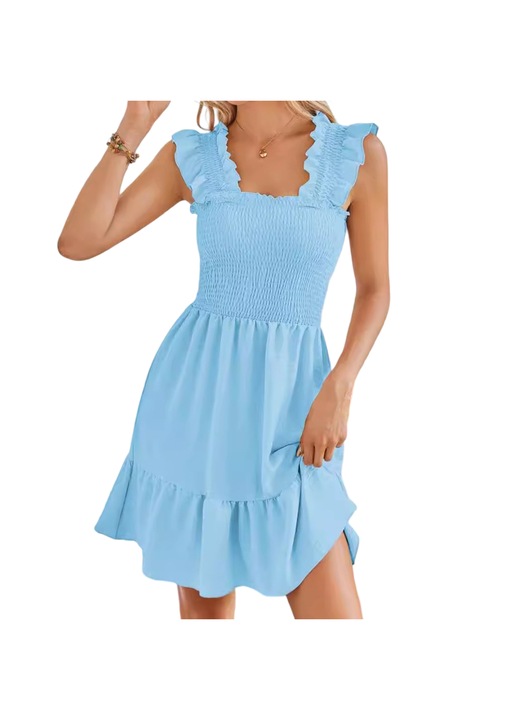 Női ruha, Jormftte, mini, pliszírozott, éjkék