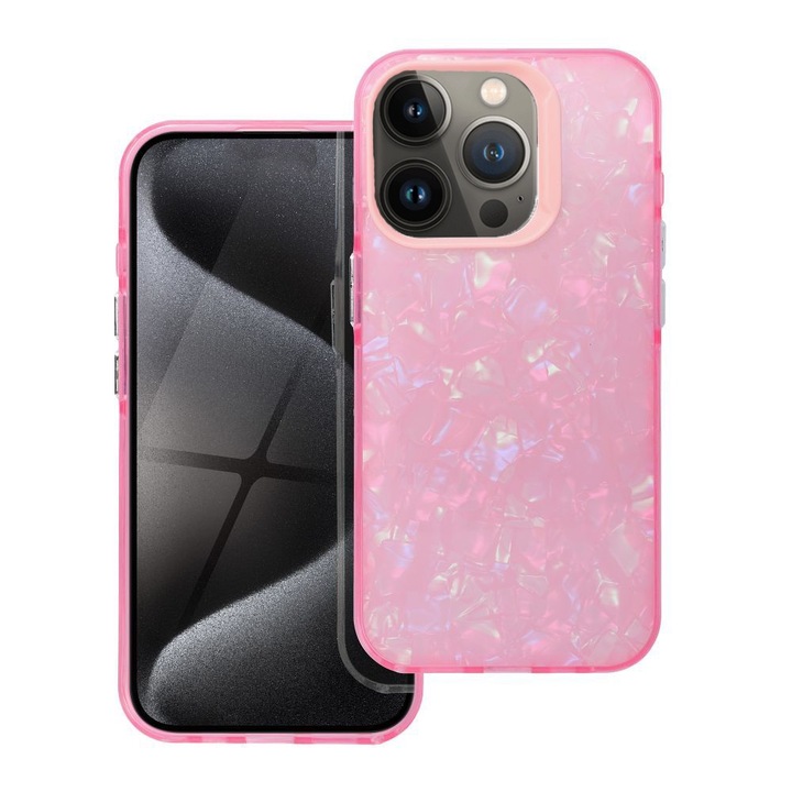 Husa pentru Apple iPhone 13 Pro, Vibe Shades, Detalii iridescente, Suprafata stralucitoare, Rezistenta la socuri si zgarieturi, Permite incarcarea wireless, Durabila, Culoare Roz