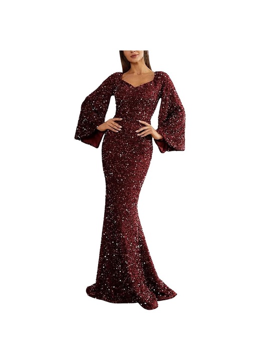 Jormftte estélyi ruha, hosszú, harang alakú ujjakkal, poliészter