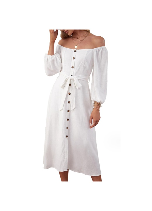 Jormftte midi ruha, hosszú ujjú, rugalmas derék, fodros szegély, minőségi anyagból készült