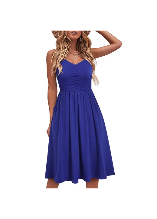 Jormftte ruha, alkalmi, lila, puha anyagból, vékony pántokkal és zsebekkel