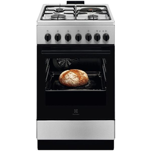 Aragaz ELECTROLUX LKM520011X, 4 Arzatoare, Gaz + Electric, L 50 cm, Grill, Inox