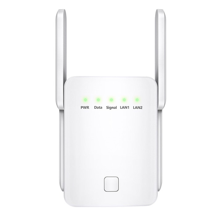 WiFi сигнален усилвател, WiFi ретранслатор, 300 Mbps, 2.4GHz, 4 антени, 2 LAN слота