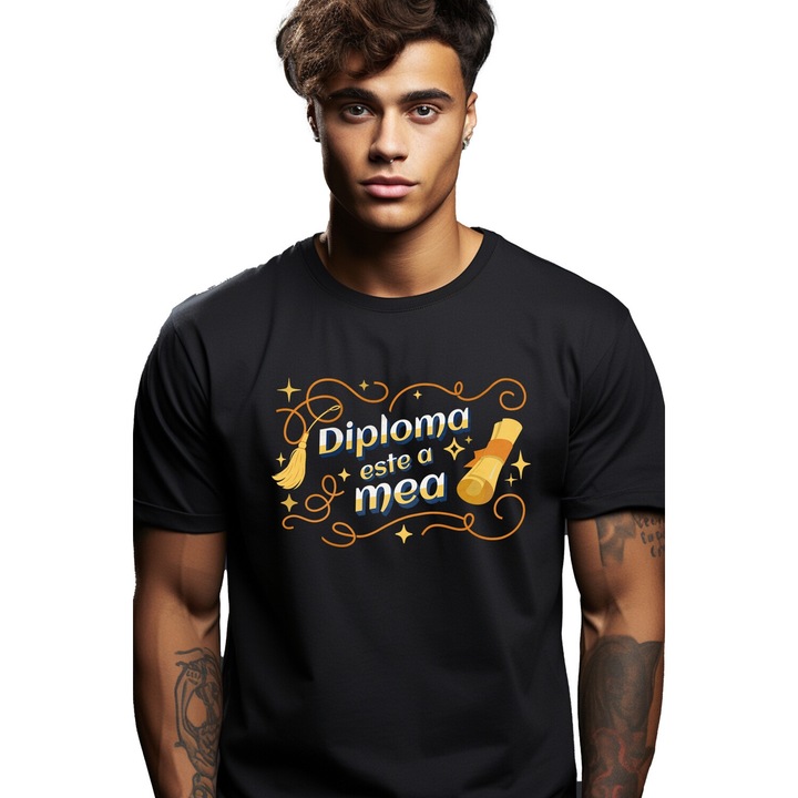 A férfi póló diploma az enyém. Főiskolai diploma, iskola, Freedom nyomat az arcra, 100% pamut, fekete, L