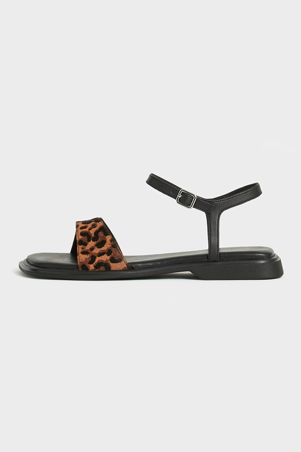 Vagabond Shoemakers, Sandale din piele cu talpa plata si animal print, Maro, 38