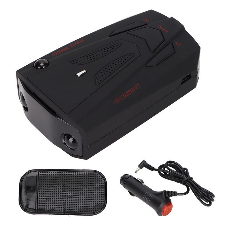 Радар детектор с гласова аларма V7, Mmgoqqt, черен, ABS, 12V, за автомобили