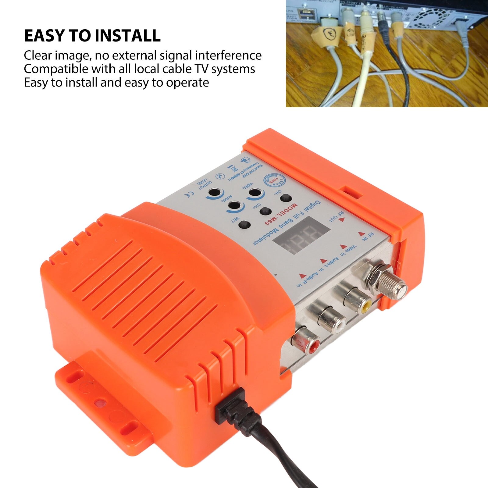 Modulator AV la RF Mmgoqqt, suport VHF UHF, afisaj digital, 90
