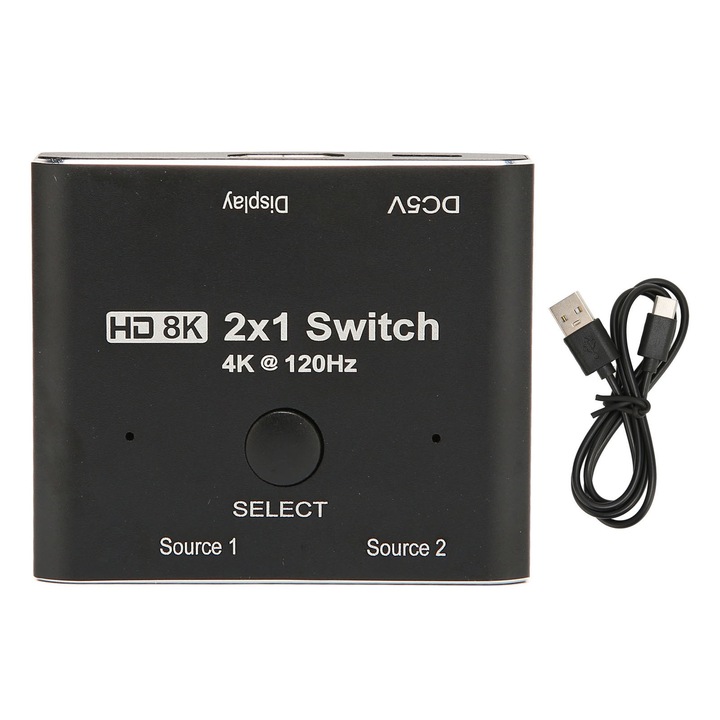 2-посочен HD мултимедиен превключвател, Mmgoqqt, 8K, 48Gbps, алуминий, за Xbox и PS5