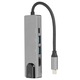 Type-C Hub 5 в 1, Mmgoqqt, 4K, сив, 2 USB 3.0, RJ45