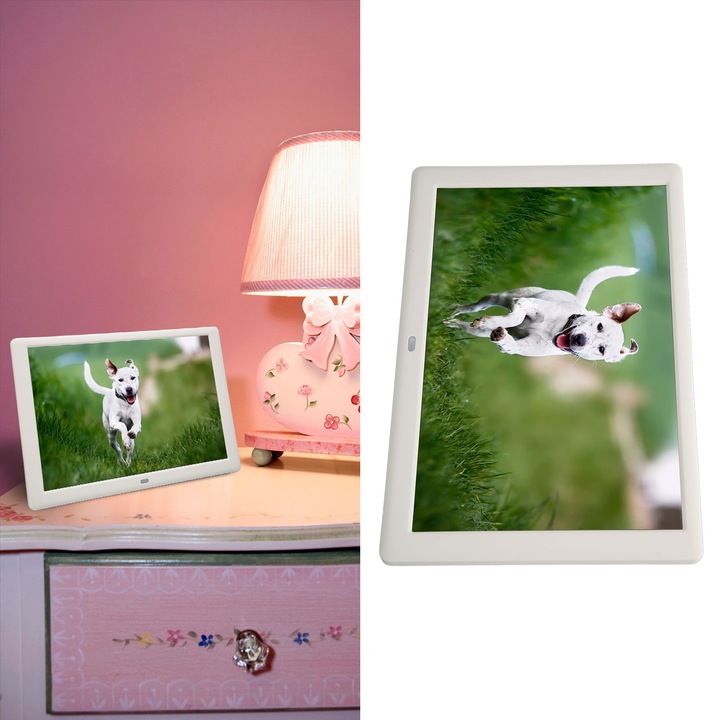 Jormftte digitális képkeret 10,1 hüvelykes, HD képernyő 1280x800, távirányító, zene és videó támogatás