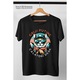 Tricou Barbati pisica cercetas, griji putine calatorii dese cu imprimeu pe Fata, 100% Bumbac, Negru, XS