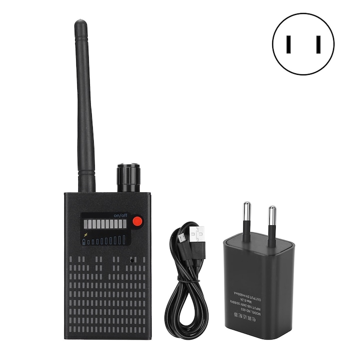Сигнален детектор G-318, Mmgoqqt, метален, черен, честота 1MHz-8000MHz, използване в автомобили