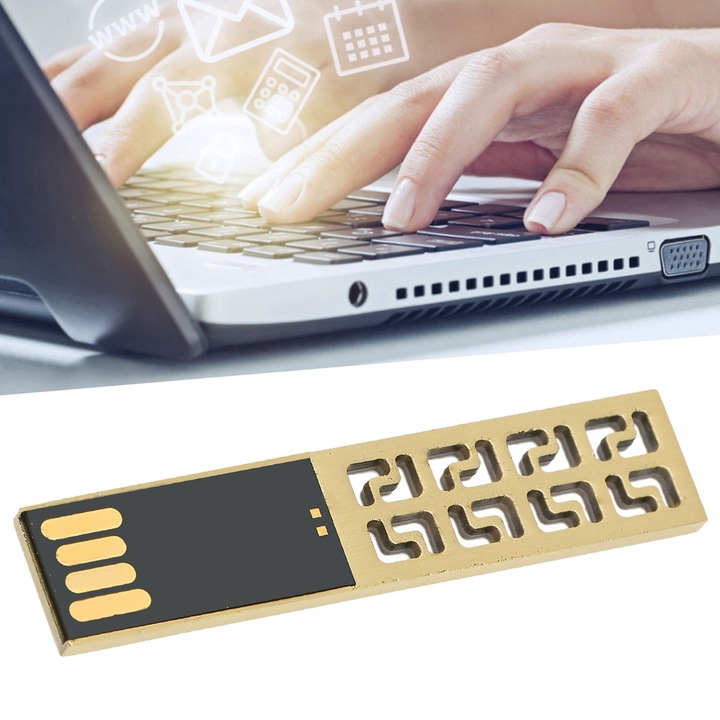 USB 2.0 флаш памет, 64 GB, метална, водоустойчива, преносим комплект