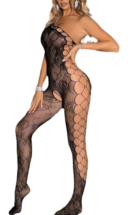 Бельо за дами, Hollow Out, Tight Bodysuit, Open Gear, Секси, Мрежа отстрани, Един размер, Черно
